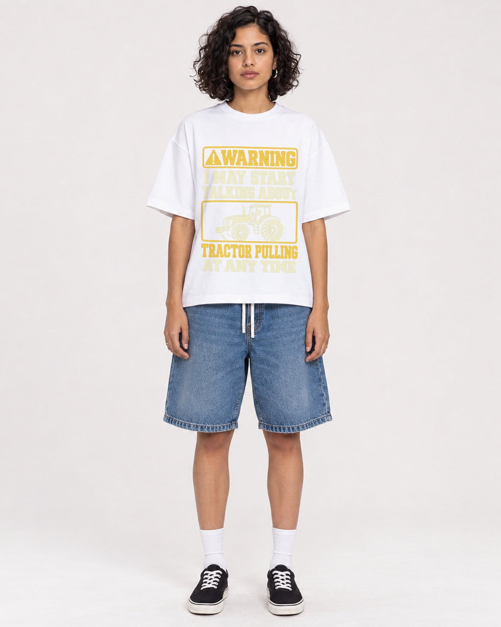Mockup Boxy Heavyweight Tee White female full-body 26