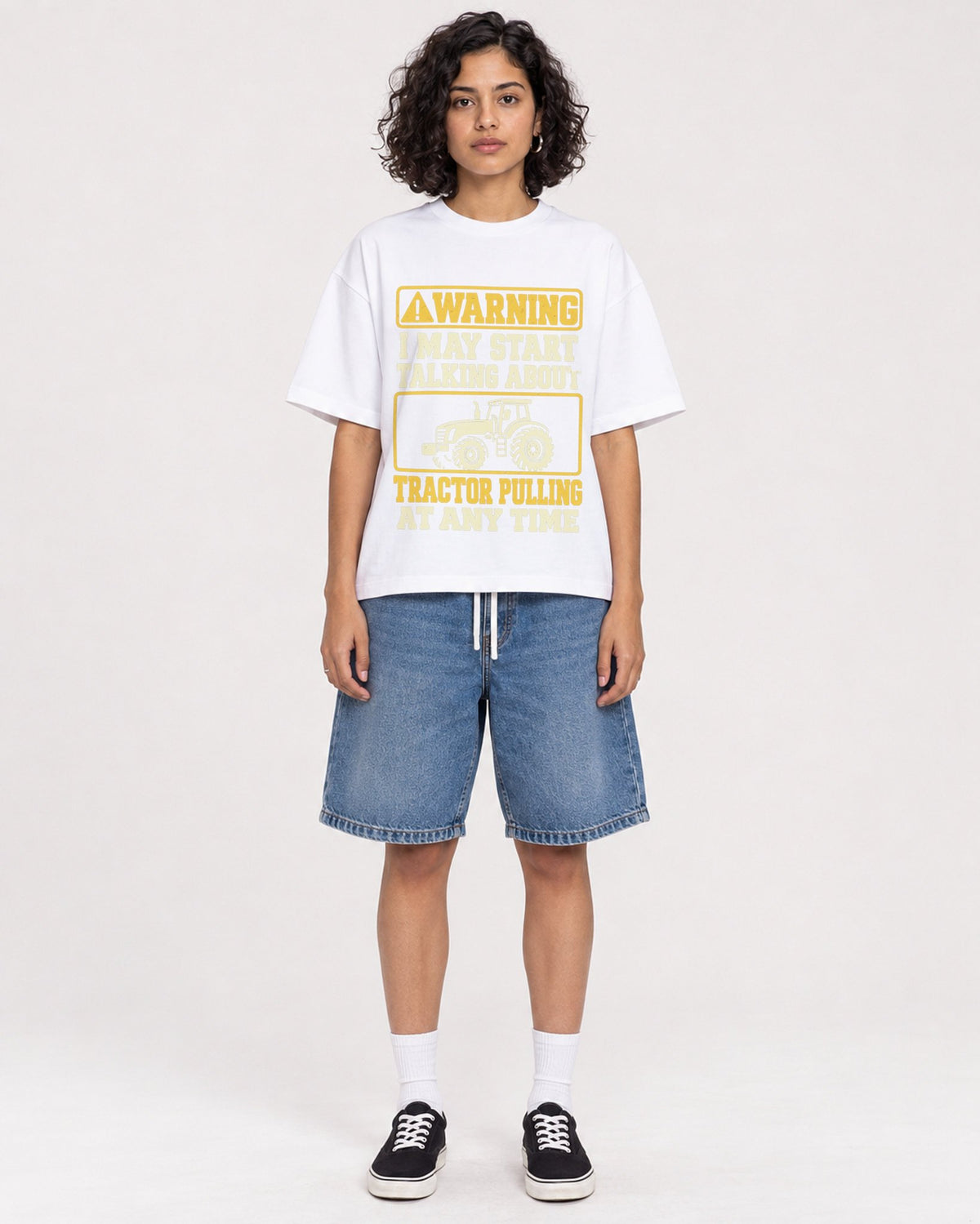 Mockup Boxy Heavyweight Tee White female full-body 26