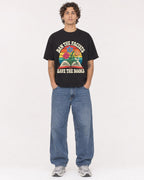Mockup Boxy Heavyweight Tee Black male full-body 30