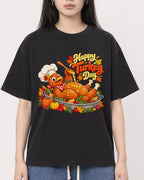 Mockup Boxy Heavyweight Tee Black female close-up 01