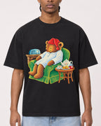 Mockup Boxy Heavyweight Tee Black male close-up 25