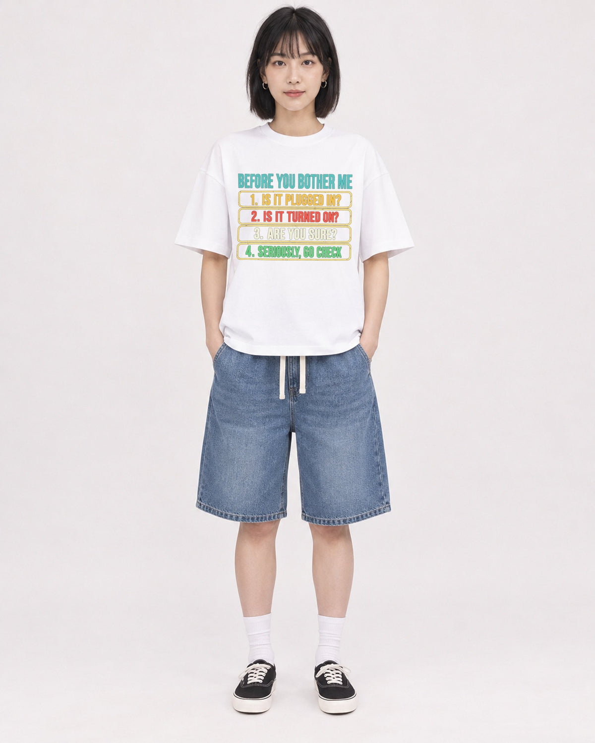 Mockup Boxy Heavyweight Tee White female full-body 11