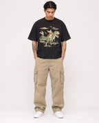 Mockup Boxy Heavyweight Tee Black male full-body 36