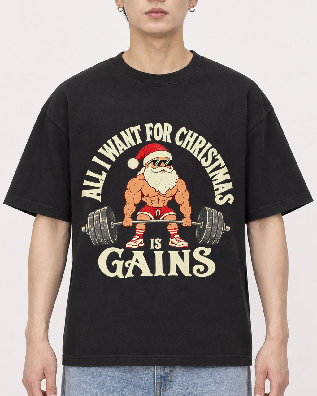 Mockup Boxy Heavyweight Tee Black male close-up 01