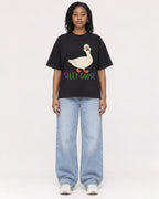 Mockup Boxy Heavyweight Tee Black female full-body 15