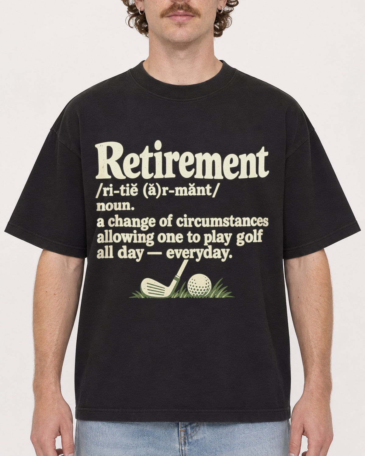 Mockup Boxy Heavyweight Tee Black male close-up 09