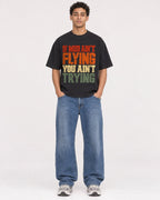 Mockup Boxy Heavyweight Tee Black male full-body 10