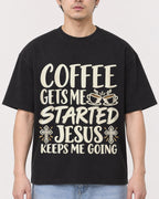 Mockup Boxy Heavyweight Tee Black male close-up 13