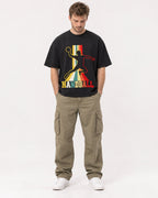 Mockup Boxy Heavyweight Tee Black male full-body 08