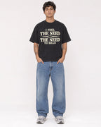 Mockup Boxy Heavyweight Tee Black male full-body 06