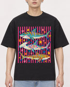 Mockup Boxy Heavyweight Tee Black male close-up 01