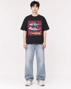 Mockup Boxy Heavyweight Tee Black male full-body 01
