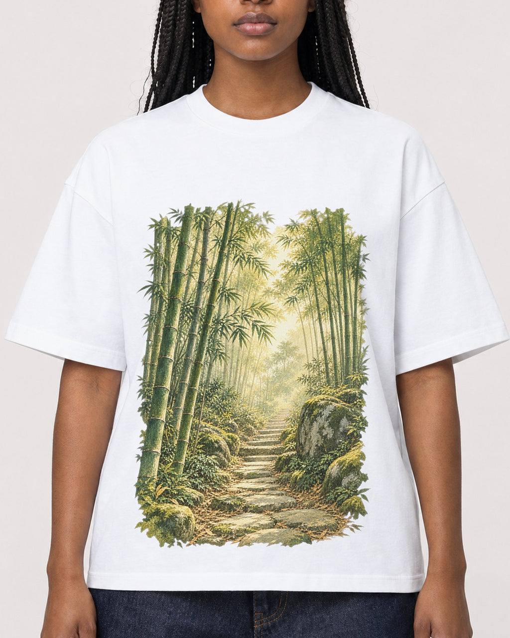 Mockup Boxy Heavyweight Tee White female close-up 04