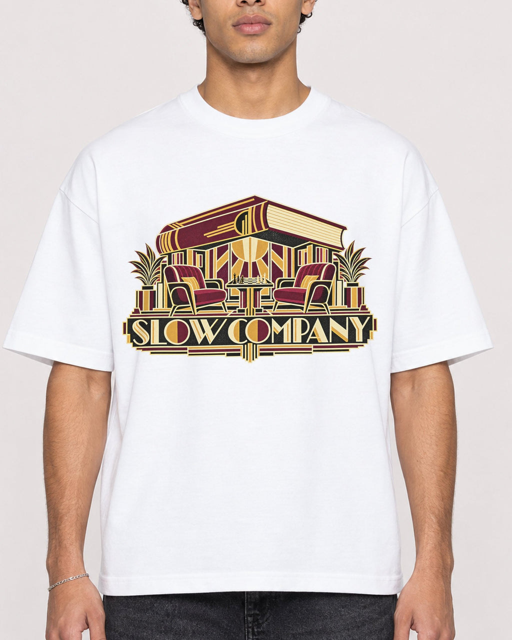 Mockup Boxy Heavyweight Tee White male close-up 10