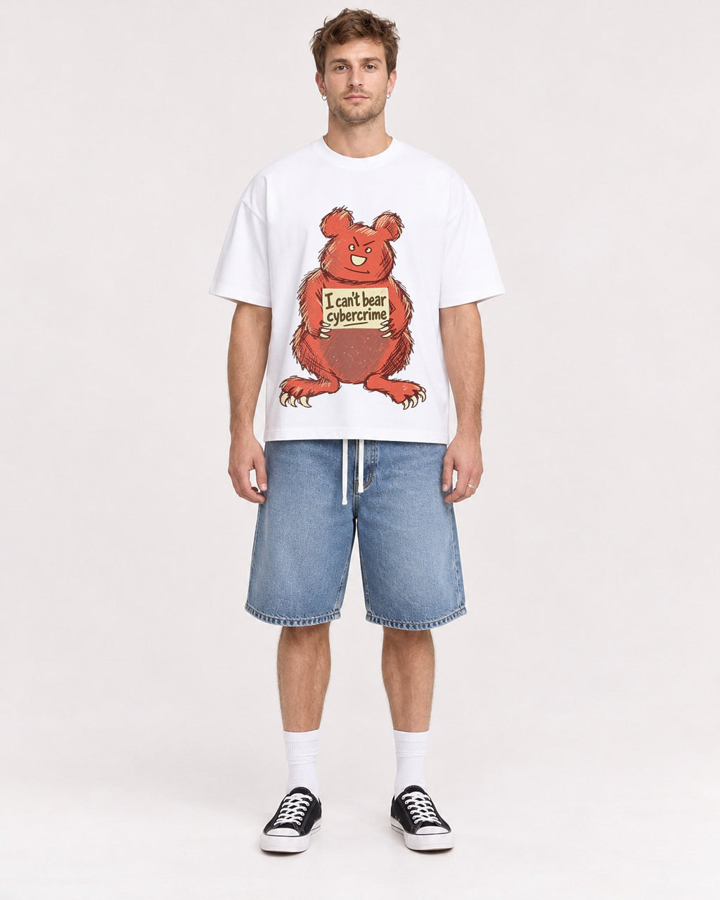 Mockup Boxy Heavyweight Tee White male full-body 08