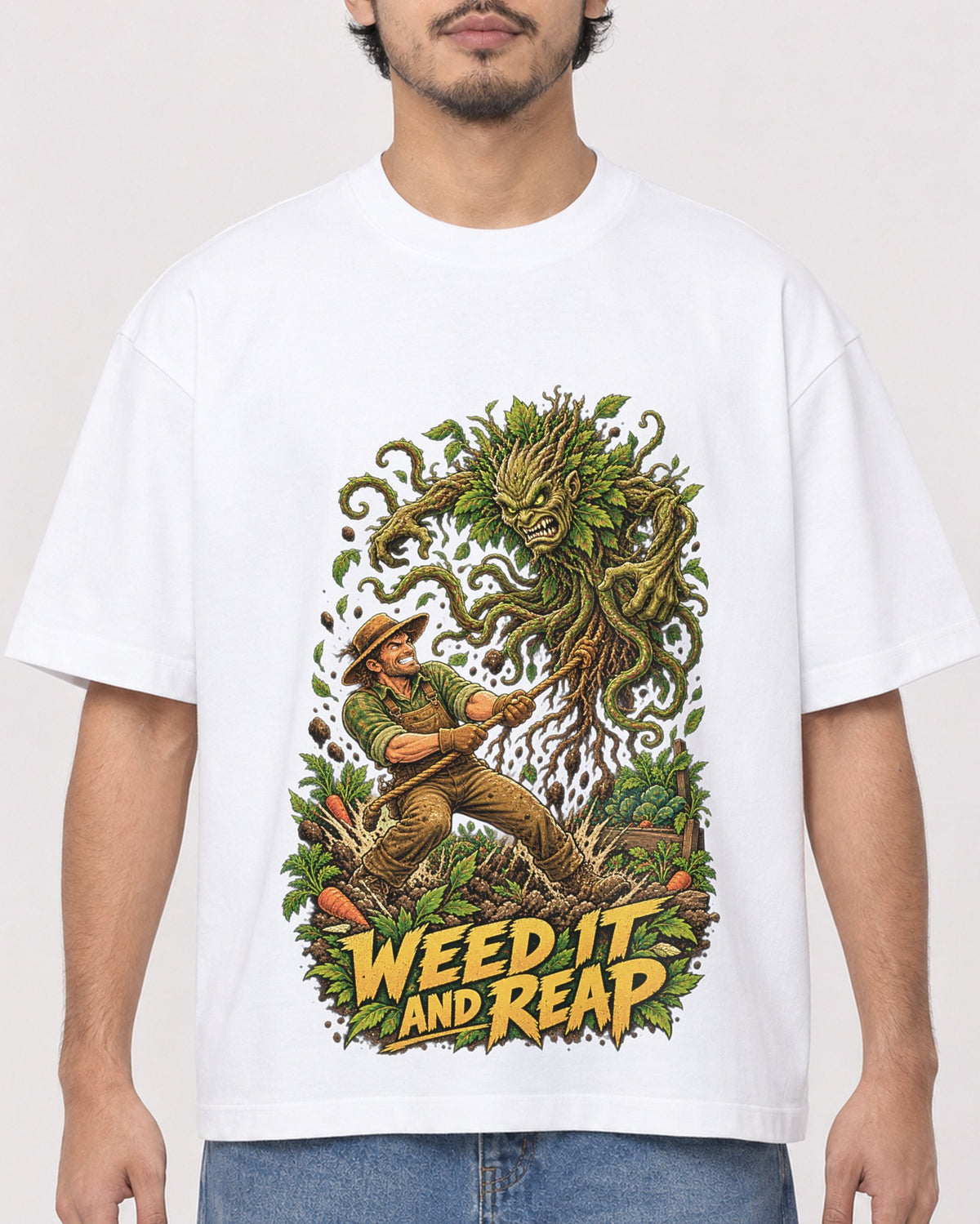 Mockup Boxy Heavyweight Tee White male close-up 02