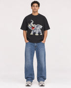 Mockup Boxy Heavyweight Tee Black male full-body 10