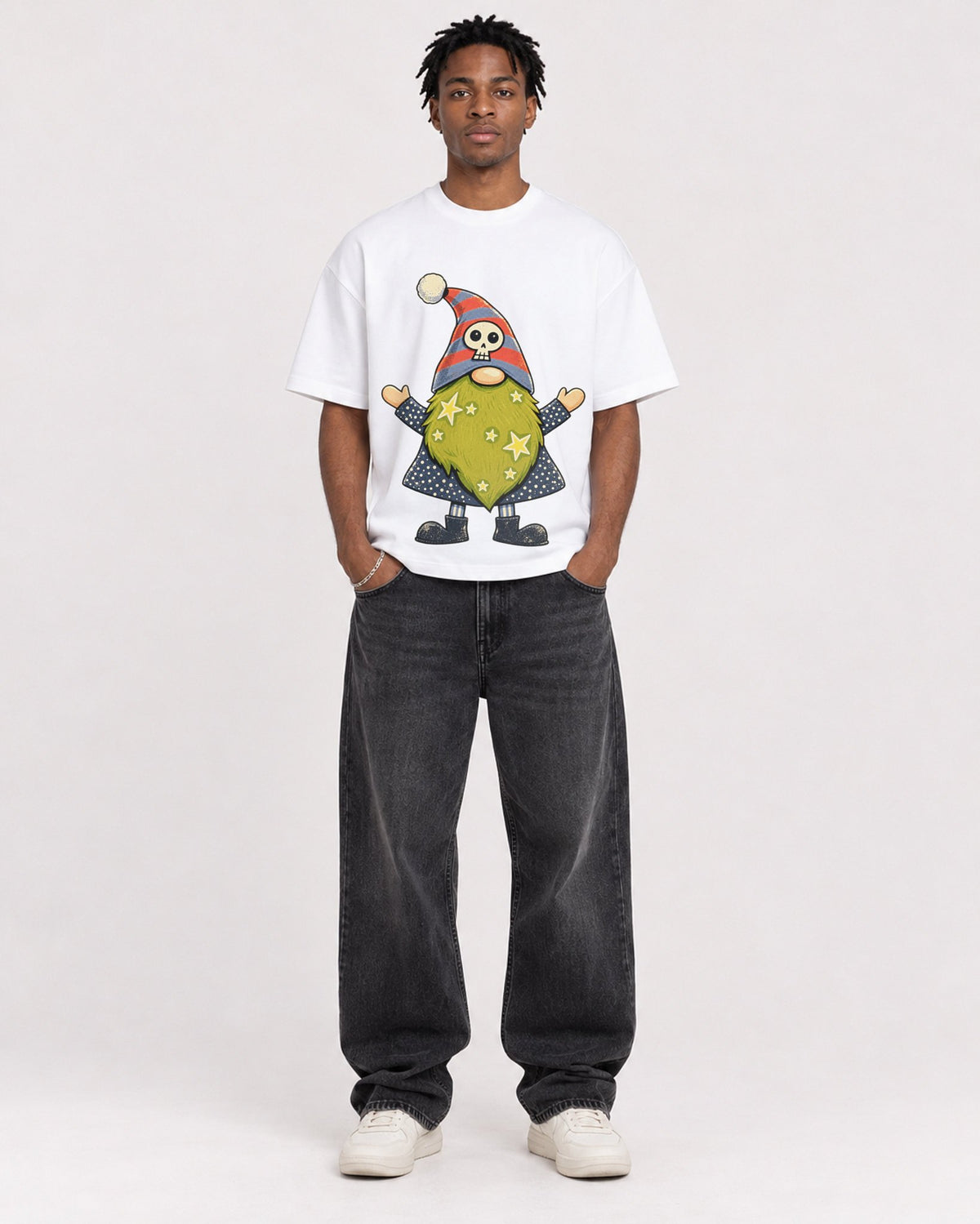 Mockup Boxy Heavyweight Tee White male full-body 05