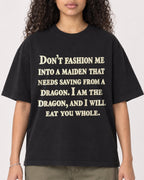 Mockup Boxy Heavyweight Tee Black female close-up 10