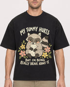 Mockup Boxy Heavyweight Tee Black male close-up 08