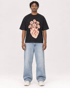 Mockup Boxy Heavyweight Tee Black male full-body 05
