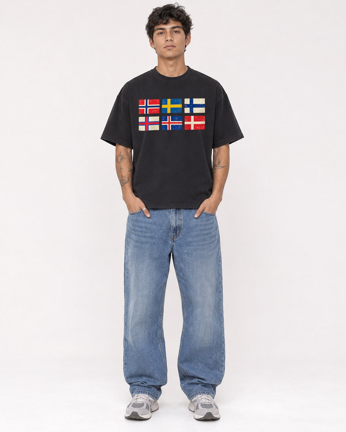 Mockup Boxy Heavyweight Tee Black male full-body 06