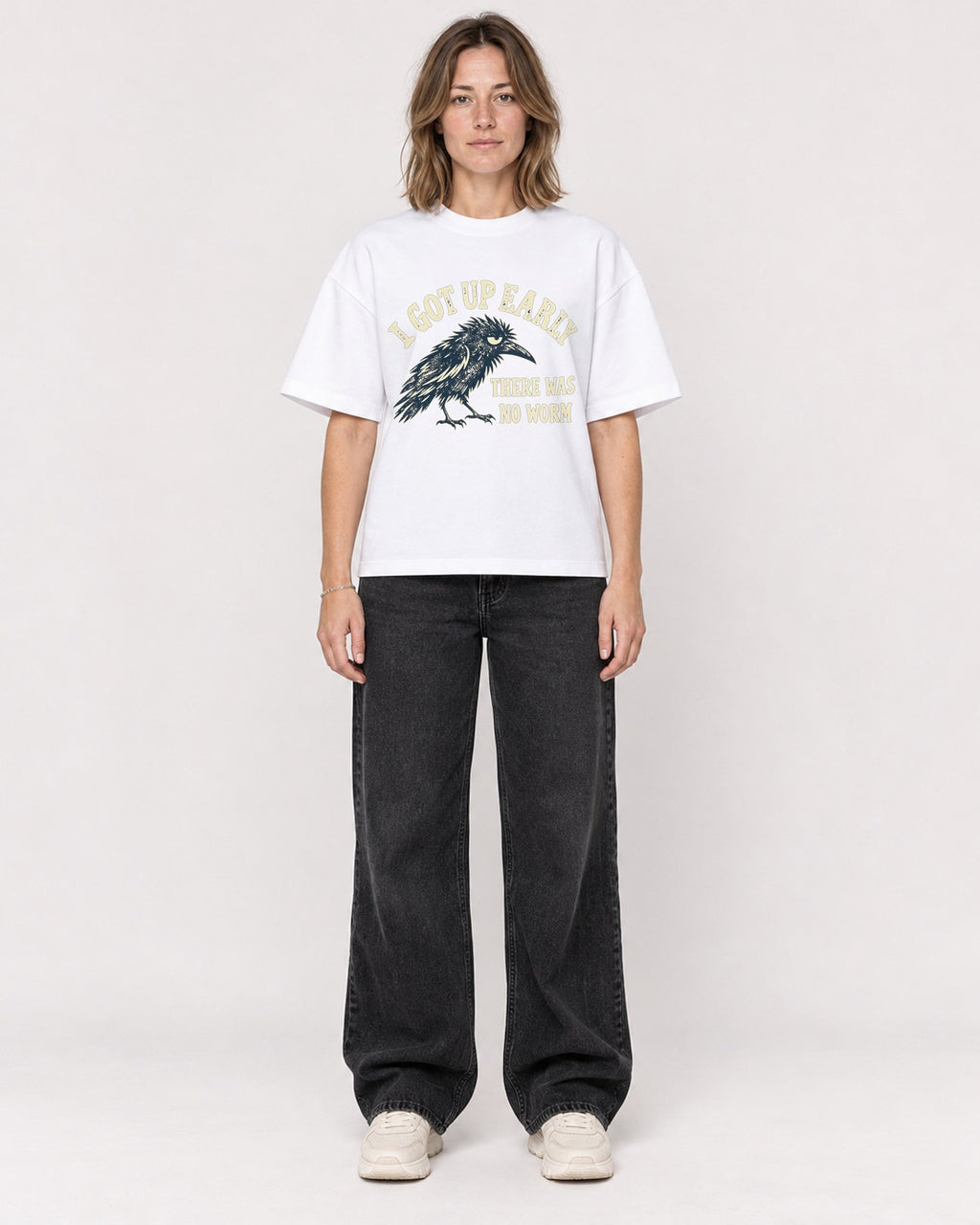 Mockup Boxy Heavyweight Tee White female full-body 38