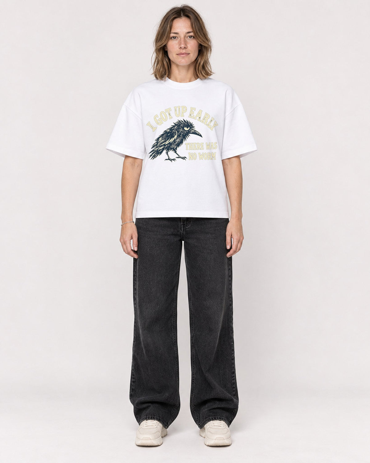Mockup Boxy Heavyweight Tee White female full-body 38