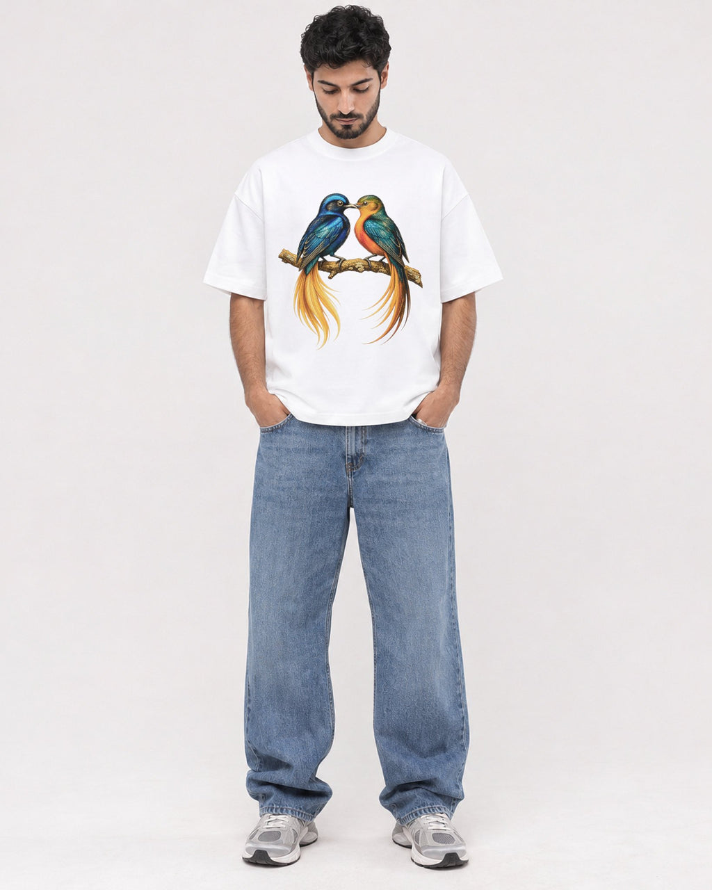Mockup Boxy Heavyweight Tee White male full-body 07