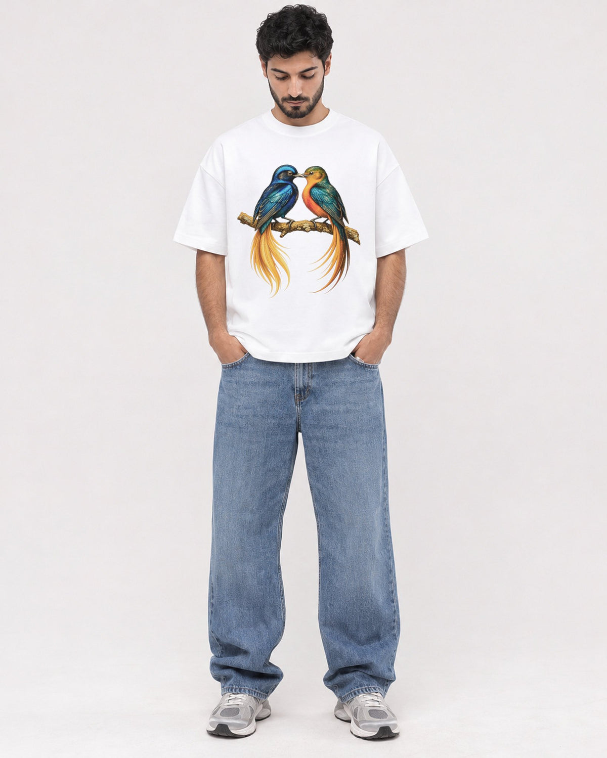 Mockup Boxy Heavyweight Tee White male full-body 07