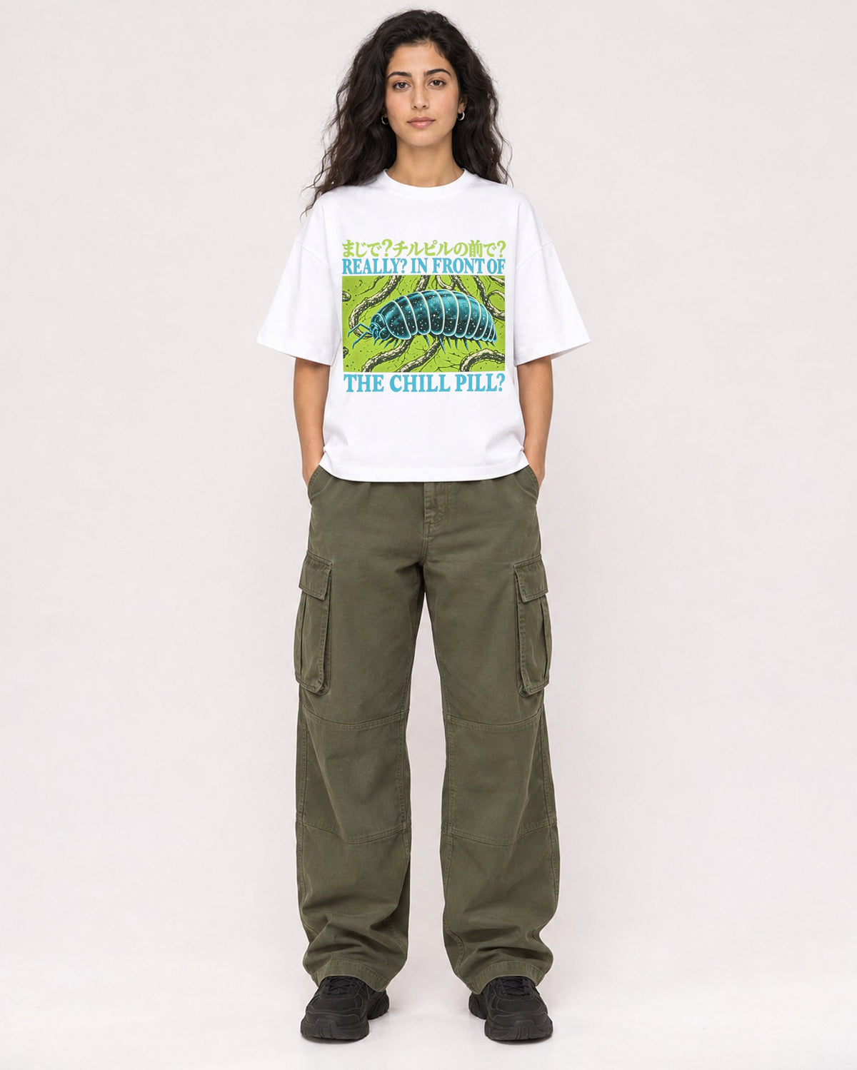 Mockup Boxy Heavyweight Tee White female full-body 07