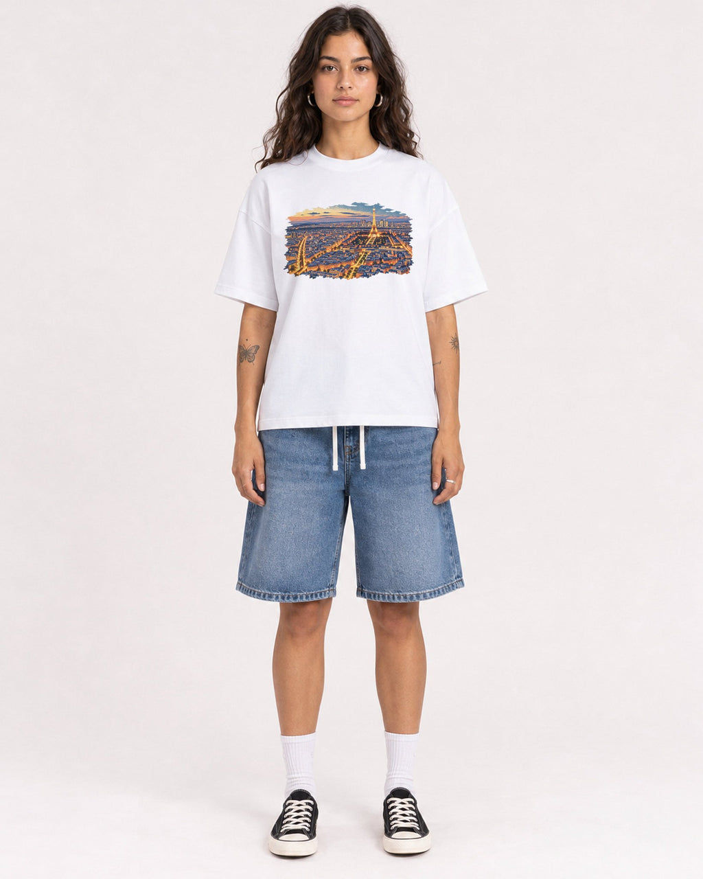 Mockup Boxy Heavyweight Tee White female full-body 06