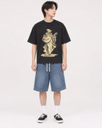 Mockup Boxy Heavyweight Tee Black male full-body 11