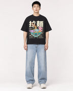 Mockup Boxy Heavyweight Tee Black male full-body 21