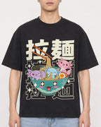 Mockup Boxy Heavyweight Tee Black male close-up 21