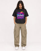 Mockup Boxy Heavyweight Tee Black female full-body 06