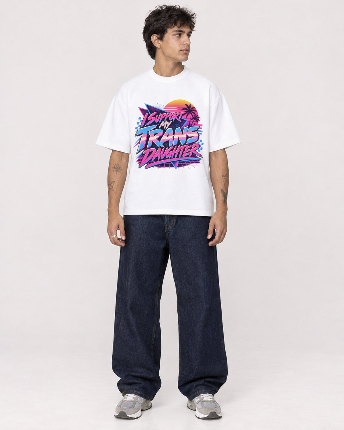 Mockup Boxy Heavyweight Tee White male full-body 06