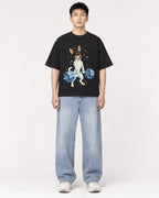 Mockup Boxy Heavyweight Tee Black male full-body 21