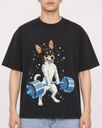 Mockup Boxy Heavyweight Tee Black male close-up 21