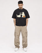 Mockup Boxy Heavyweight Tee Black male full-body 12