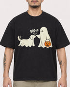 Mockup Boxy Heavyweight Tee Black male close-up 12