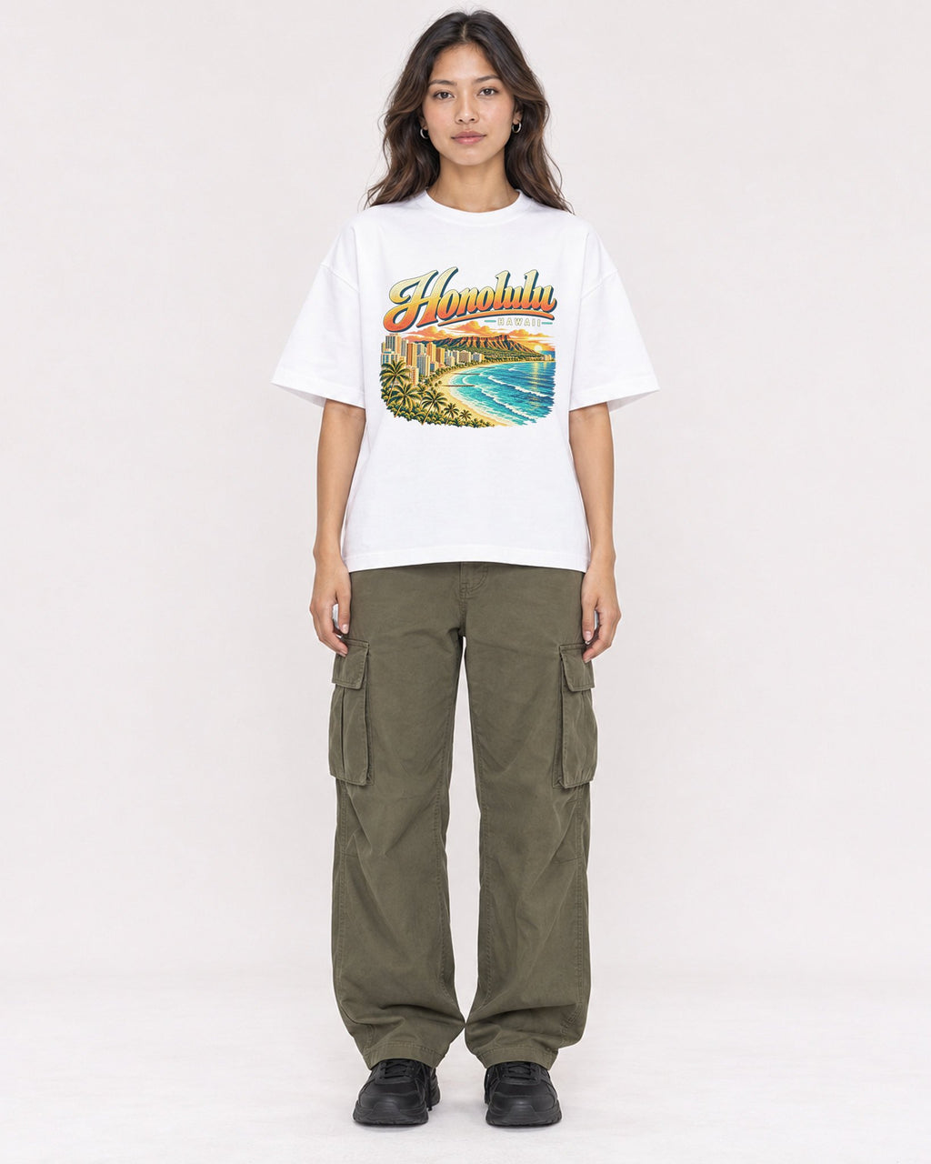 Mockup Boxy Heavyweight Tee White female full-body 02