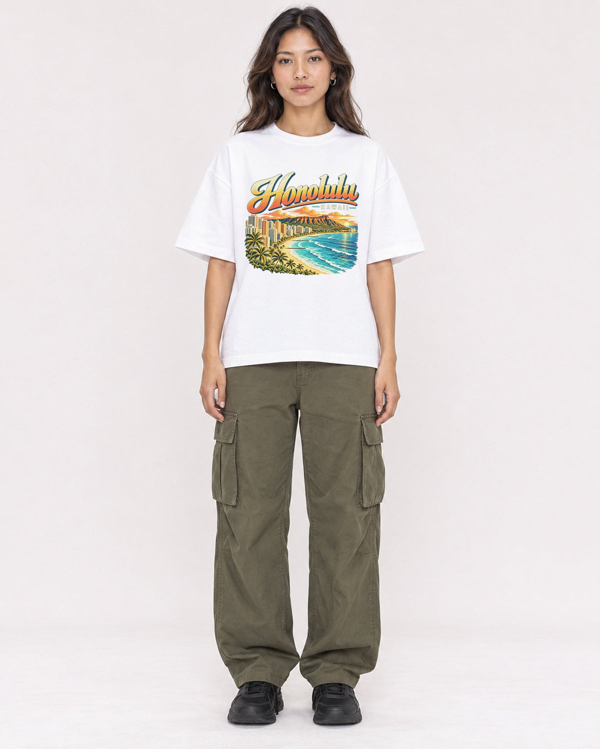 Mockup Boxy Heavyweight Tee White female full-body 02