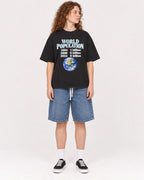 Mockup Boxy Heavyweight Tee Black female full-body 09