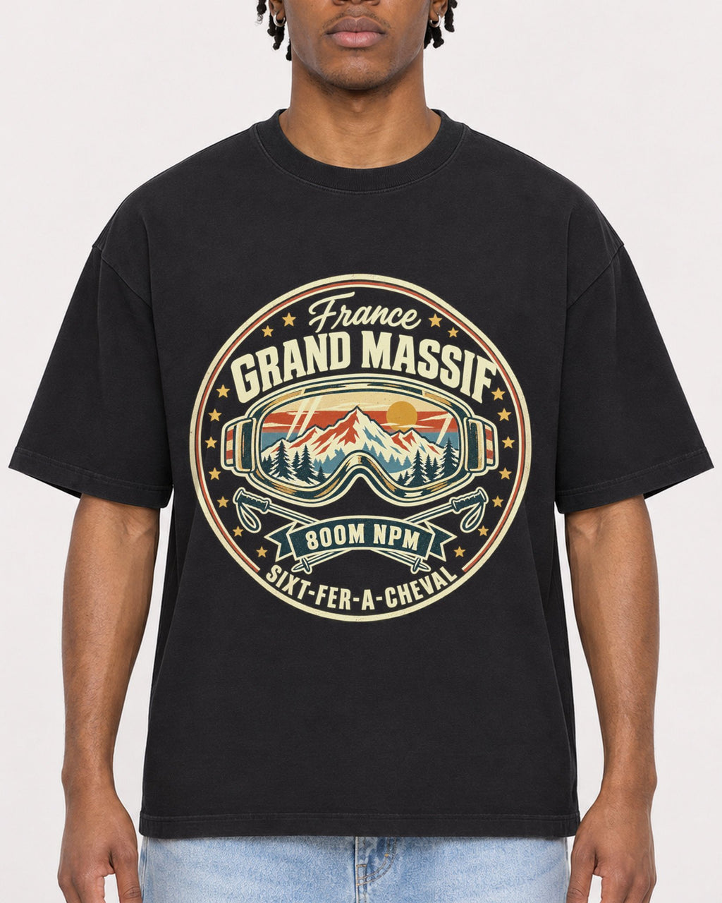 Mockup Boxy Heavyweight Tee Black male close-up 05