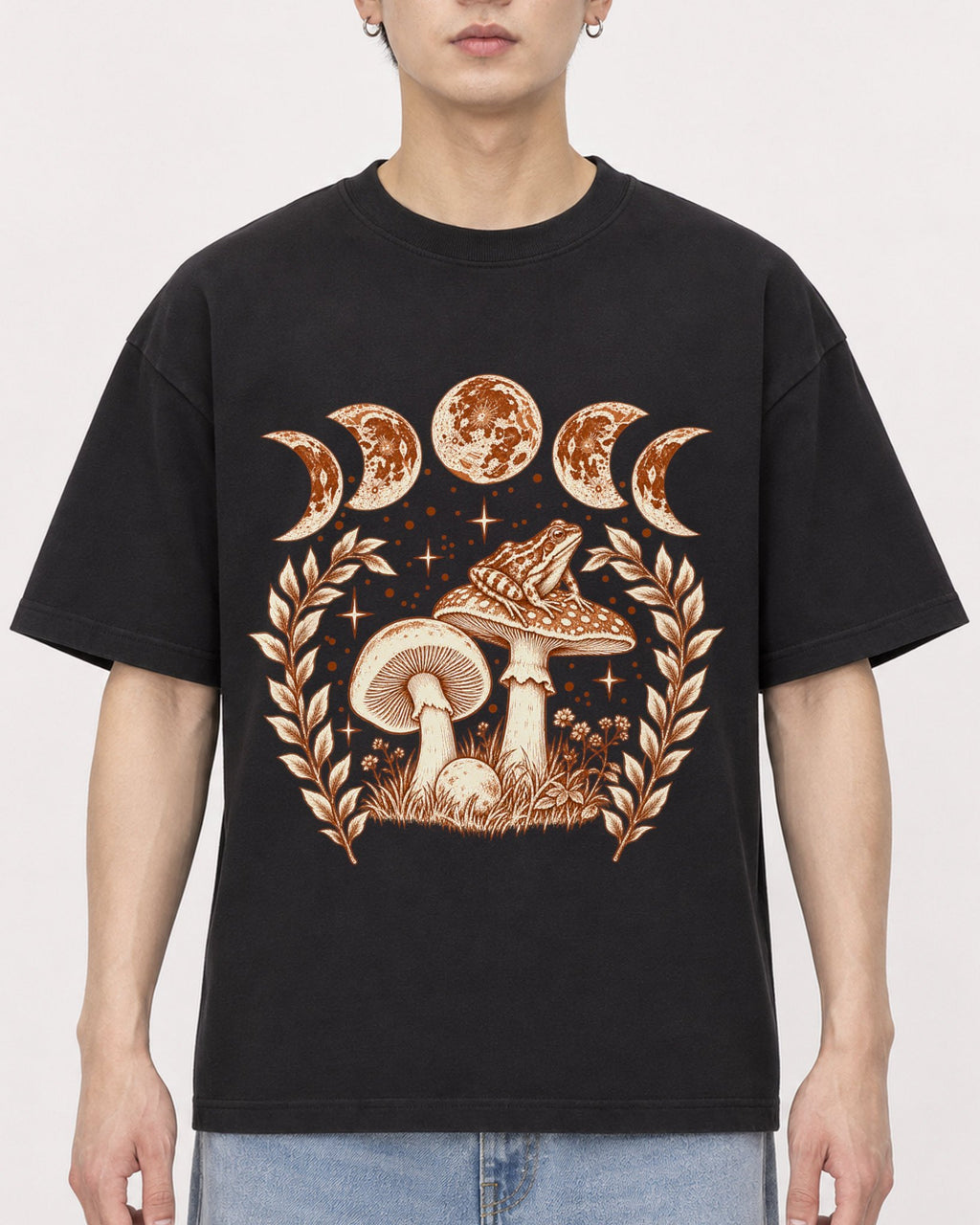 Mockup Boxy Heavyweight Tee Black male close-up 01