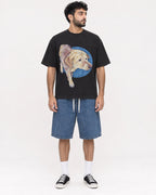 Mockup Boxy Heavyweight Tee Black male full-body 07