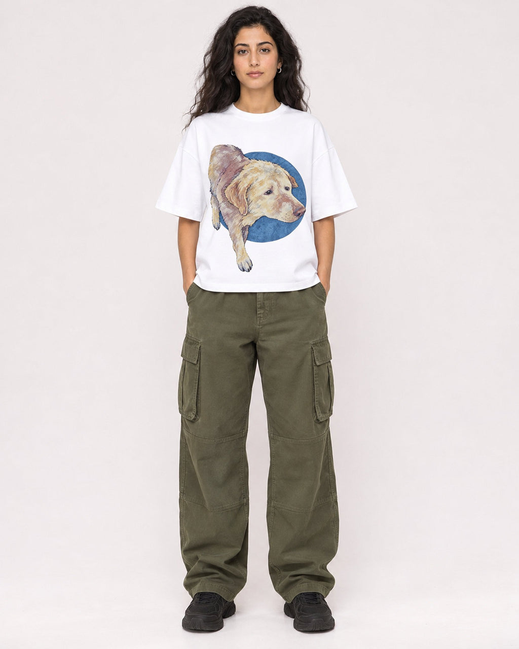 Mockup Boxy Heavyweight Tee White female full-body 07