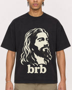 Mockup Boxy Heavyweight Tee Black male close-up 40