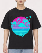 Mockup Boxy Heavyweight Tee Black male close-up 01